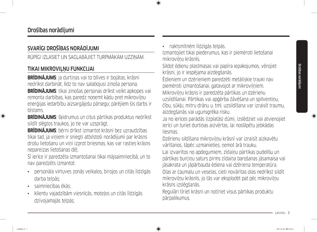 Samsung MC28M6055CK/BA manual Drošības norādījumi, Latviešu  